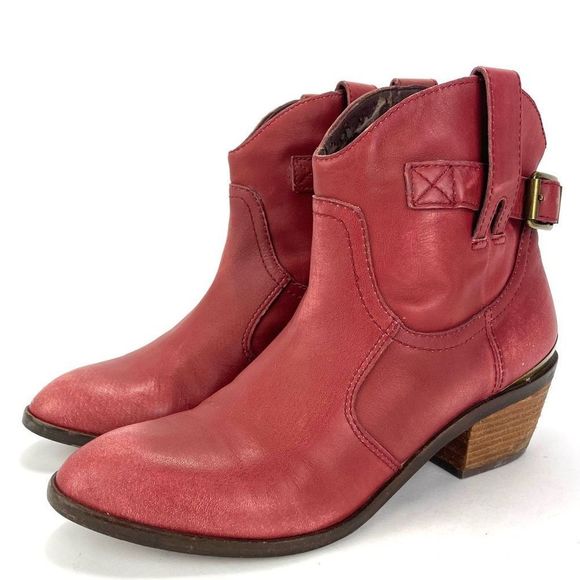Lucky Brand Shoes - Lucky Brand Jordan Women's Red Leather Western Ankle Boots size 8M